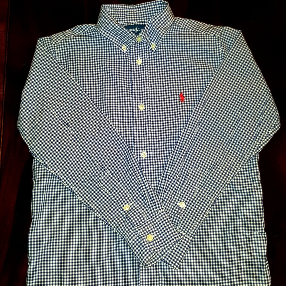 Ralph Lauren size 7 blue/white checkered oxford